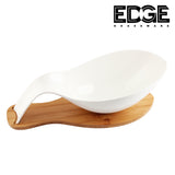 Ceramic ware 16" Serving Plates With Wooden Stand Holder, White Ceramic, Set for Home and Office with Wooden Display Stand