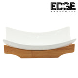 (14.5in)Ceramic Serving Plates With Wooden Stand Holder, Set for Home and Office