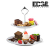 Edge  Ceramic Cupcake Stand, 2 Tier Ceramic Dessert Display Tower Pastry Serving Tray