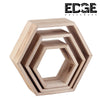 Edge  DIY Shelf 26-21-16cm Set of 3 Rustic State Brooks Wall Mount Hexagon Wooden Box Shelf  Distressed Walnut Varying Sizes.