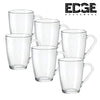 Edge Glass Coffee Mugs Set of 6, Microwave Safe Borosilicate Glass Cups, 380ML Large Mugs