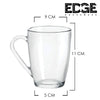 Edge Glass Coffee Mugs Set of 6, Microwave Safe Borosilicate Glass Cups, 380ML Large Mugs