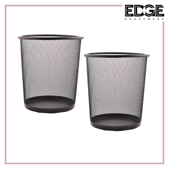 set of 2 Metal Wire Mesh Waste Basket Garbage Trash Can for Office Home Bedroom, Round Mesh Wastebasket Recycling Bin