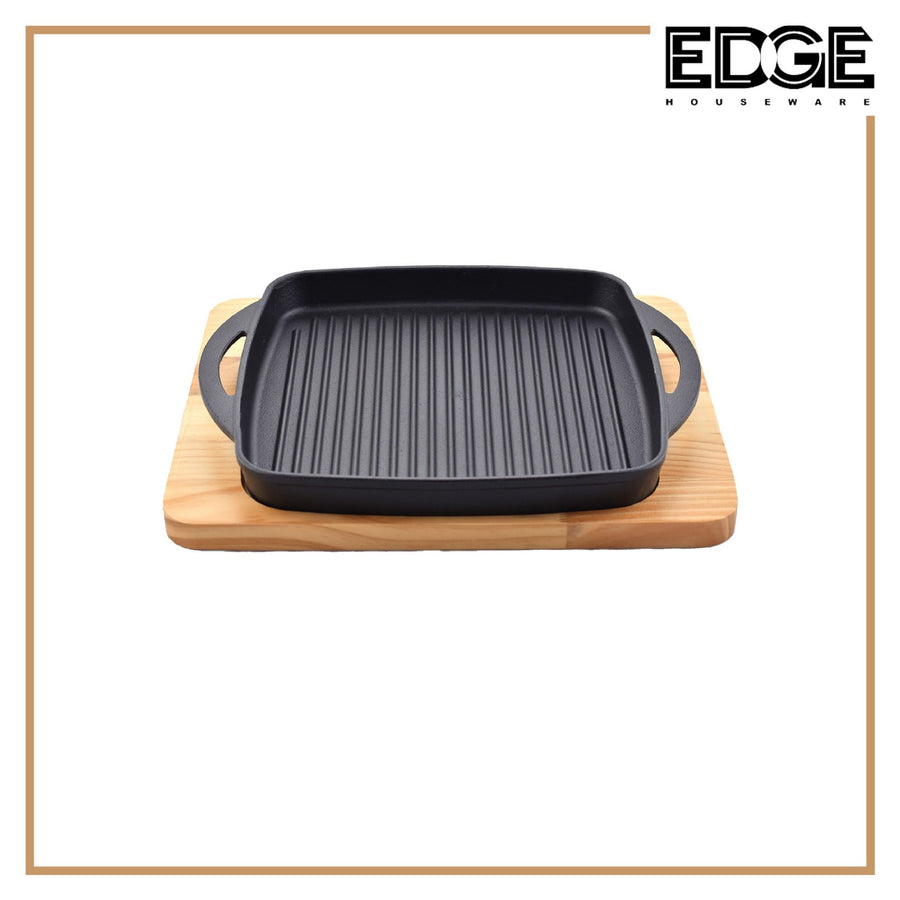 Hot Sale Cast Iron Steak Plate Sizzle Griddle W/ Wooden Base Steak Pan (Cow  Shaped)