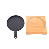 Sizzling Plate Iron Skillet Round  Steak Pan 20CM-24CM With Handle and Wooden Base