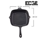 28CM   Cast Iron Square Grill Fry Pan  Commercial Quality for Restaurant or Home Kitchen Use