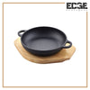 Sizzling Plate Round Cast Iron Skillet 19CM-24CM with With Handle and Wooden Base
