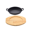Sizzling Plate Oval  with handle and wood base