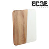 Edge Marble Cheese Board Charcuterie Boards Cutting Board Pastry Board with Acacia Wood, Round white Marble Tray Slab Serving Trays Wood Platter