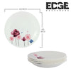 BESTWAY Modern Floral Design OPAL DINNERWARE set of 18,  Flat Plates, Soup Plates, Serving etc  White