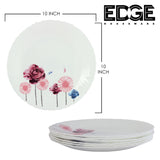 BESTWAY Modern Floral Design OPAL DINNERWARE set of 18,  Flat Plates, Soup Plates, Serving etc  White