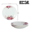 BESTWAY Modern Floral Design OPAL DINNERWARE set of 24,  Flat Plates, Soup Plates, Bowls - White
