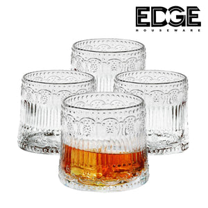 260ML Set of 4 Spinning Old Fashioned Whiskey Glasses