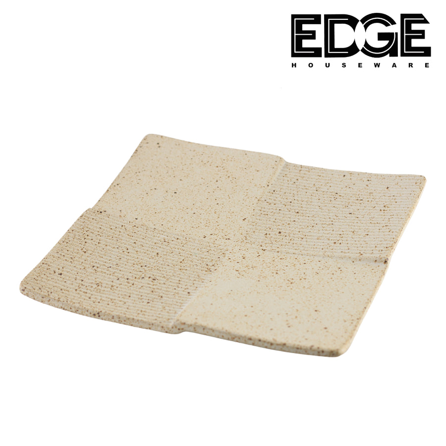 Edge Traditional Japanese Stoneware Square Plate perfect for Salad, Appetizer, Small Lunch Plate. Microwave, Oven, and Dishwasher Safe, Scratch Resistant. Kitchen