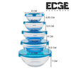 Edge Glass Storage Containers with Lids, Set of 5 Round Glass Food Storage Containers