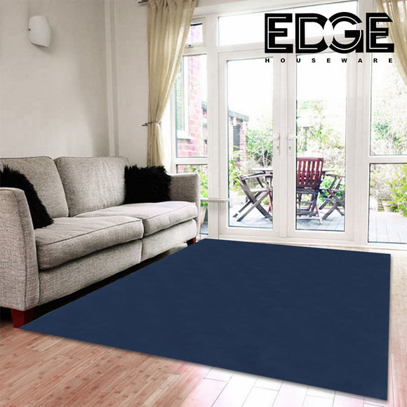 Midnight Fluffy Rug Carpet Contemporary Living & Bedroom Soft Rabbit Fur Rug (Dark Blue)