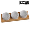 Edge Adorable Marble Finish Condiment  Dip Sauce Bowls-Condiment Set of 3 Pieces with bamboo tray ceramic bowl, bamboo tray 3 oz